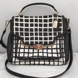 Euc Rare Coach Black & White Checkered Shoulder Bag Handbag